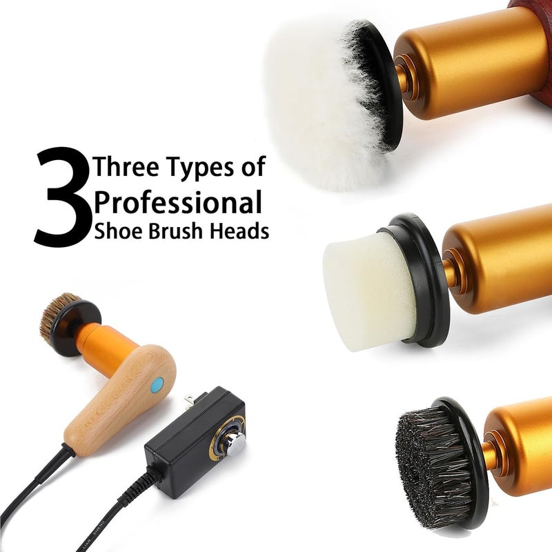 Sansent 75W Power Electric Shoe Polisher, Adjustable 6 Speed Electric Polisher, Perfect for Leather Shoes and Sneakers, 3 Brush Heads,Time-Saving Solution for Shoe Cleaning (1) (Extra Large) - Image 4